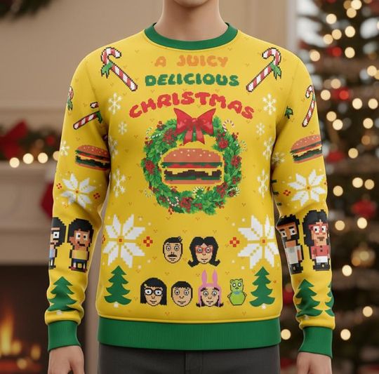 Discover Bob Burgers Ugly Christmas Sweater, Hamburger Gift Sweater, Holiday Themed Sweatshirt for Men and Women