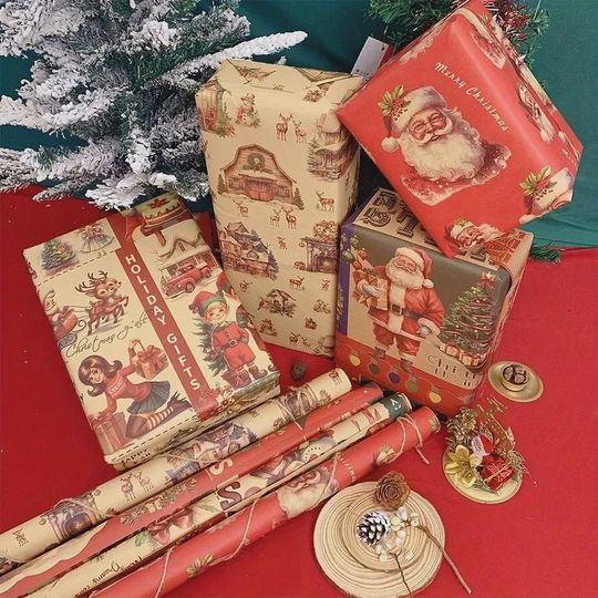 Discover Vintage Christmas Wrapping Paper: Santa & Snowman Designs