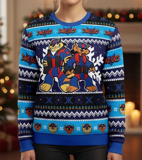 Discover Swat Kats Ugly Christmas Sweater, Cartoon TV Show Holiday Gift for Men Women