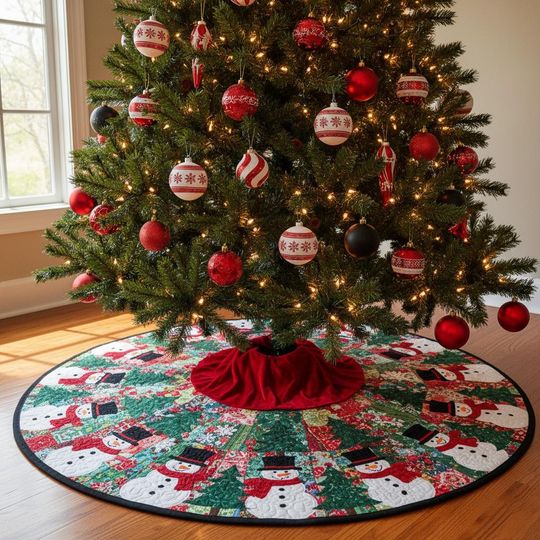 Discover Snowman Christmas Tree Skirt, Snowman Christmas Tree Cover, House Warming Gift, Christmas Tree Home Decor, Christmas Decorations