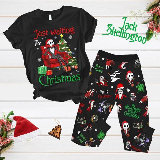 Discover The Nightmare Before Christmas Pajama Set, Disney Jack Skellington and Sally Christmas Loungewear