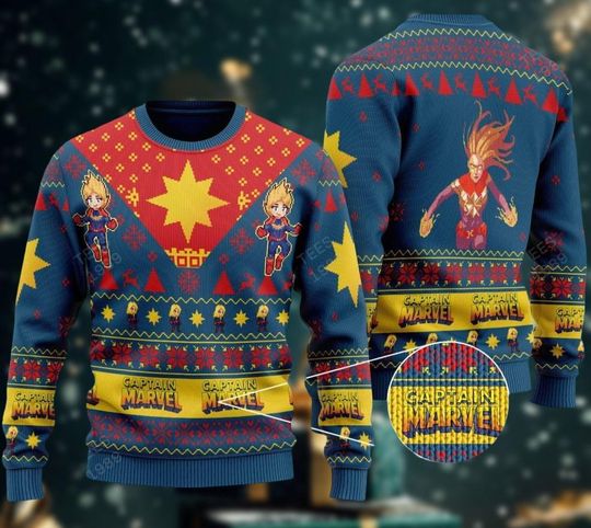 Discover Captain Marvel Ugly Christmas Sweater Captain Marvel Sweaters Marvel Superhero Sweater Disney Christmas Sweaters Women Captain Marvel V