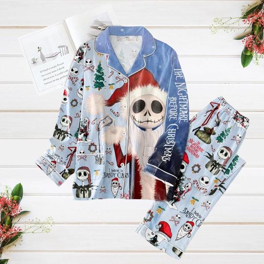 Discover Christmas Jack Skellington Pajamas Set, Nightmare Before Christmas Sleepwear, Disney Holiday Pajamas, Xmas Gift