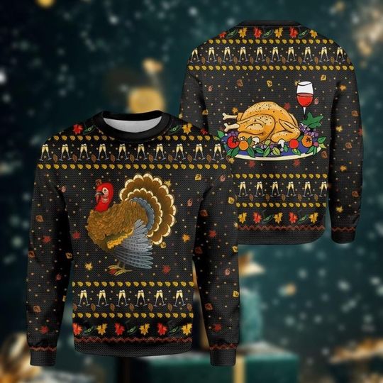 Thanksgiving Ugly Christmas Sweater, Turkey Sweater, Holiday Turkey Sweater, Xmas Holiday Gift