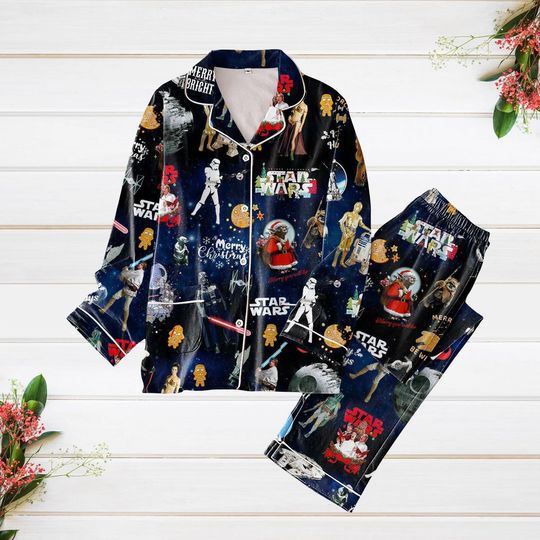 Discover Christmas Star Wars Pajumas Set, Darth Vader Xmas Pajamas for Adults, Disney Movie Lounge Pants, Holiday Sleepwear