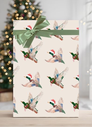 Christmas Mallard Wrapping Paper: Duck Hunting Gift