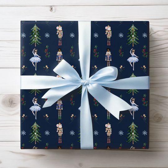 Nutcracker Wrapping Paper, Holiday Gift Wrap, Elegant Christmas Gift Wrap, Christmas Wrapping Paper Roll