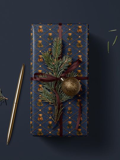 Discover Teddy Bear Wrapping Paper Children Gift Wrap for Kid Christmas Present Decor for Holiday Wrapping Paper Bear Theme Baby Shower Boy Gift Wrap