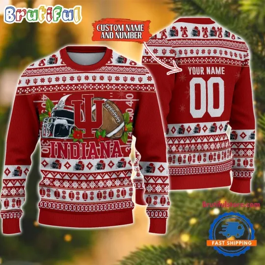 Discover Indiana Football Team Hoosiers Personalized Ugly Christmas Sweater FREESHIP