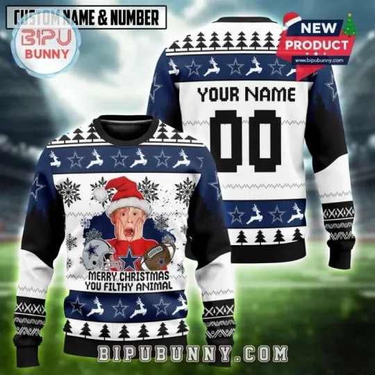 Discover Dallas Home Alone Cowboys Football Team Ugly Christmas Sweater