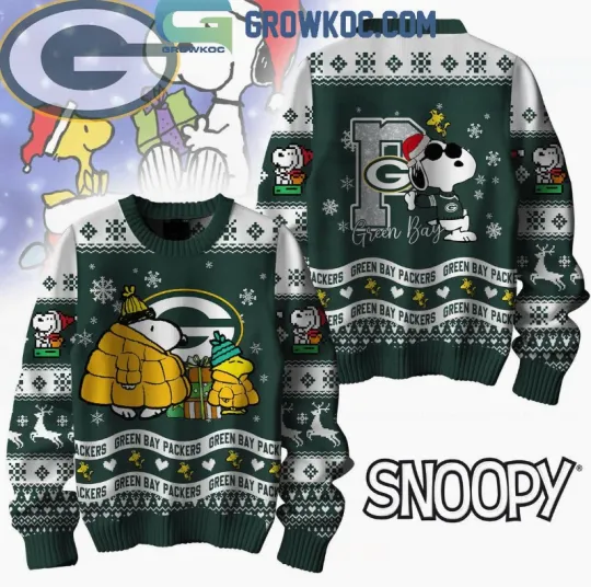 Discover Green Bay Packer X Peanuts Snoopy Christmas Gift Ugly Sweater