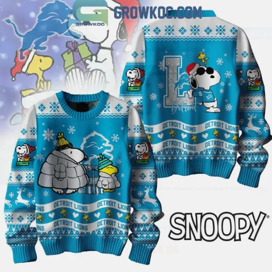 Discover Detroit Lion X Peanuts Snoopy Christmas Gift Ugly Sweater