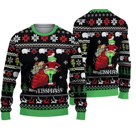 Discover Merry Kissmyass funny character Ugly Christmas Sweater