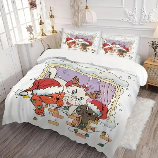Discover Berlioz Toulouse Marie Cat Merry Christmas The Aristocats Holiday Bedding Set