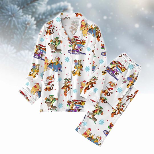Discover Tigger Christmas Pajamas Set, Winnie The Pooh Holiday PJs, Disney Santa Sleepwear for Adults