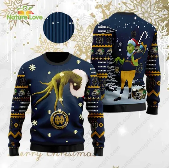 Discover No*tre Dame Fighting Irish Team funny character Ugly Christmas Sweater