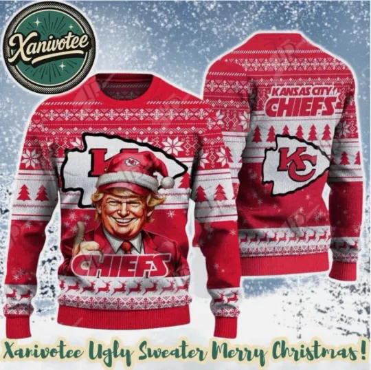 Discover Kingdom Football Fan Donald Trump 2025 Ugly Christmas Sweater