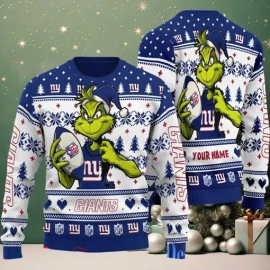 Discover Giants funny character Stole With Ball Grin Football Team Ugly Christmas Sweater