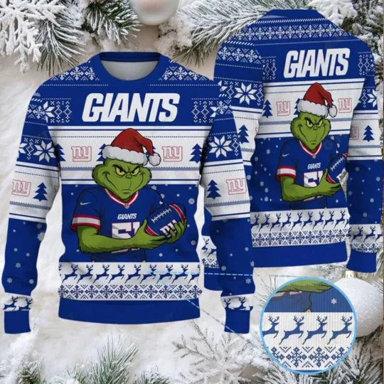 Discover Giants funny character Stole With Ball Grin Football Team Ugly Christmas Sweater