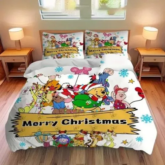 Winnie The Pooh Christmas Bedding Set with Pooh Bear and Friends
