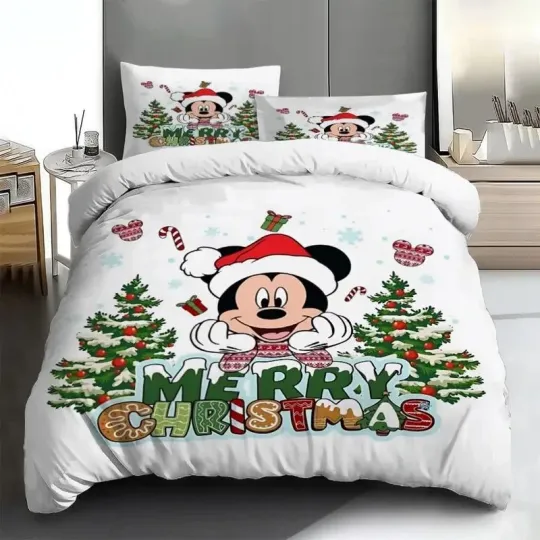 Discover Mickey Wearing Santa Hat Merry Christmas Tis The Season Holiday Bedding Set