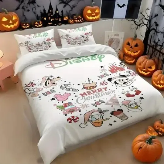 Discover Mickey & Friends Merry Christmas Snacks Candy Holiday Xmas Gift Bedding Set