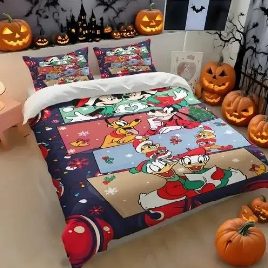 Discover Mickey And Friends Chip N Dale Merry Christmas Joy To The World Bedding Set