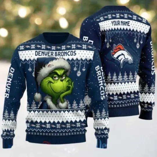 Discover Broncos funny character Stole Grin Football Team Ugly Christmas Sweater