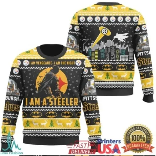 I Am A Steeler Batman Christmas Football Team Ugly Christmas Sweater