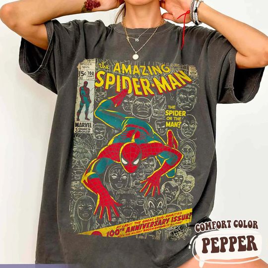 Women‘s Marvel Spider-Man Christmas T-Shirt Streetwear Pure Cotton Short Sleeve Unisex Oversized Loose Casual Stylish