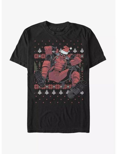 Discover Marvel Deadpool Christmas Killer Christmas Pattern Tshirt Top Cotton Summer Women Cotton Oversized Tshirt Men Clothes