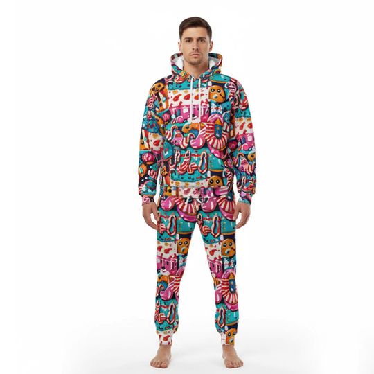 Discover Psychedelic Gingerbread Man Christmas Sweatsuit Hoodie Joggers Set
