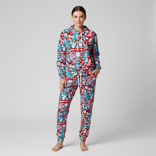 Discover Waldo Christmas Print Hoodie & Jogger Set - Festive Lightweight Loungewear