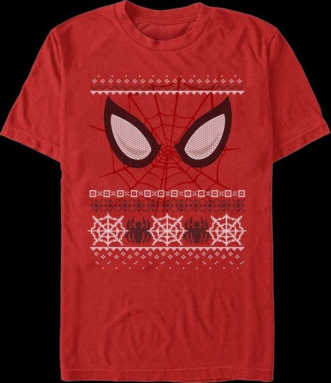 Discover Spider-Man Mask Faux Ugly Christmas Sweater Marvel Comics Comics T-Shirt Men Pure Cotton  High Street Versatile Trendy Brand