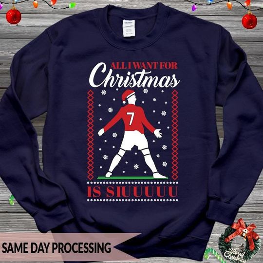 Cristiano Ronaldo Siuu Christmas Sweatshirt Football Lover Ugly Christmas Jumper