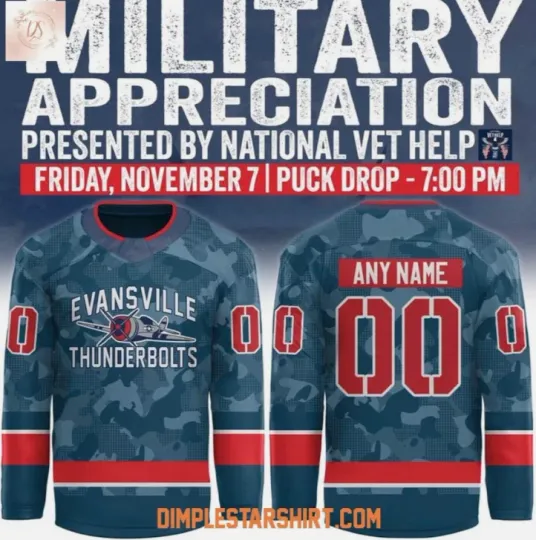 Discover Custom Thunderbolt Military Appreciation Night 2025 Hockey Jersey