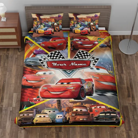 Discover Personalized Cars Lightning McQueen & Friends Radiator Springs Quilt Bed Set