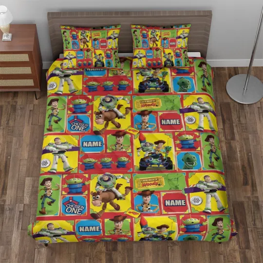 Personalized Toy Story Characters Pictures Collage Gift For Fans Quilt Bed Set