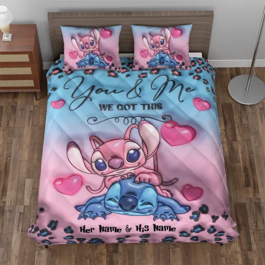 Discover Personalized Stitch And Angel Couple You And Me We Got This Quilt Bed Set