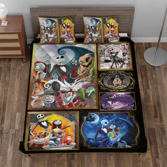 Discover Never Too Old For Nightmare Before Christmas Spooky Halloween Quilt Bed Set