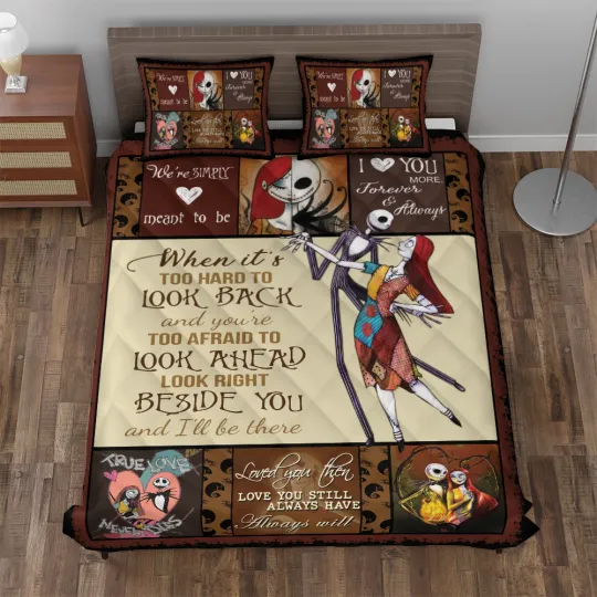 Discover Jack & Sally Couple I Love You More Forever & Always Halloween Quilt Bed Set