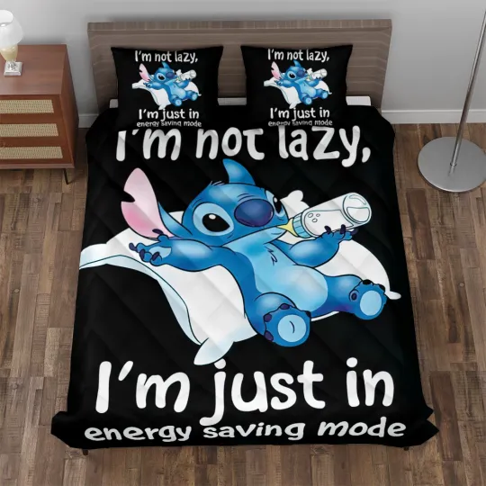Discover Funny Stitch I'm Not Lady I'm Just Energy Saving Mode Stitch Lover Quilt Bed Set