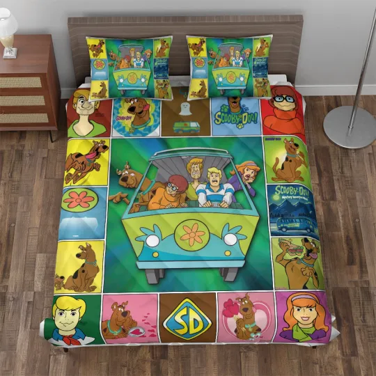 Discover Scooby Doo & Friends In Mystery Machine Gift For Fan Quilt Bed Set