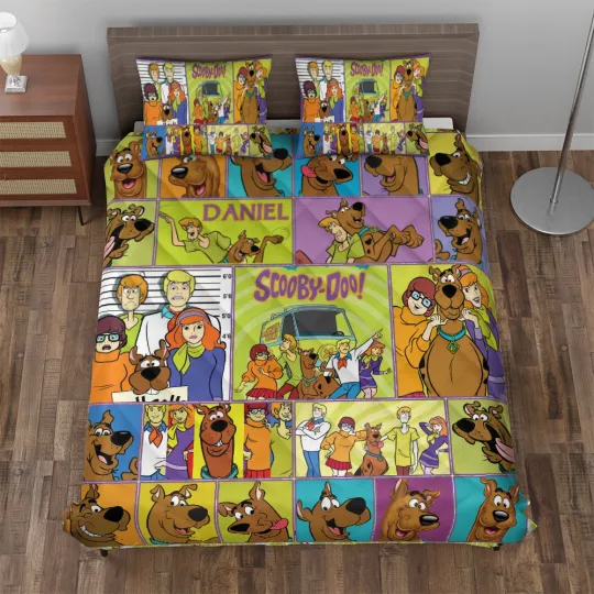 Personalized Scooby Doo Vs Friends Fun Cartoon Halloween Xmas Quilt Bed Set