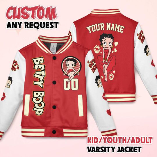Discover Personalized Betty Bop Varsity Jacket, Betty Bop Baseball Jacket, Betty Bop Kids Youth Adult Varsity Jacket
