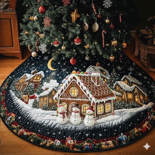 Discover Gingerbread House Tree Skirt, Christmas Gift For Family, Holiday Home Decoration, Keepsake Christmas Gift, Xmas Tree Skirt, Xmas Decor