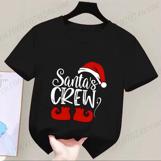 Discover Children's Clothing Team Santa Christmas Kids Clothes Fashion Casual Tops Christmas Team Cotton T Shirt Christmas Party Kid Tees