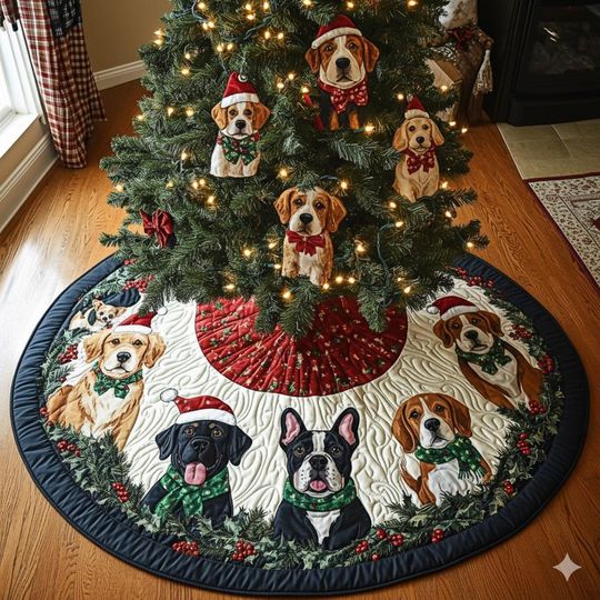 Discover Several Dogs Christmas Tree Skirt, Musician Xmas Decor, Holiday Tree Skirt, Classic Family Christmas Decoration, Gift Idea Christmas Skirt