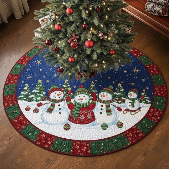 Discover Snowman Christmas Tree Skirt, Christmas Decor, Holiday Tree Skirt, Classic Family Christmas Decoration, Gift Idea Christmas Skirt, Xmas Gift