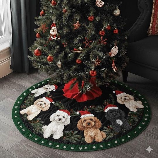Discover Dogs Cute Christmas Tree Skirt, Dog Lover's Xmas Decor, Holiday Tree Skirt, Classic Family Christmas Decoration, Gift Idea Christmas Skirt